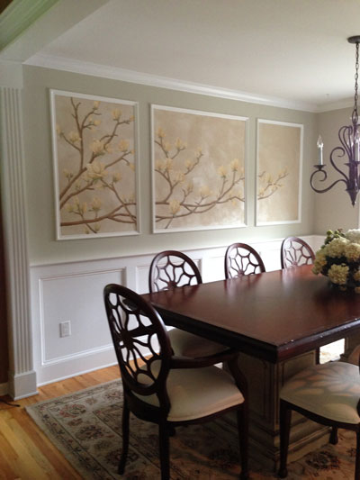 Finished wall in dining room