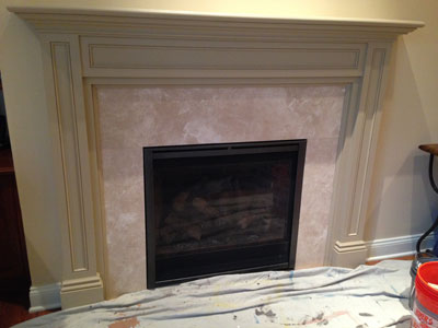 Fireplace base coated