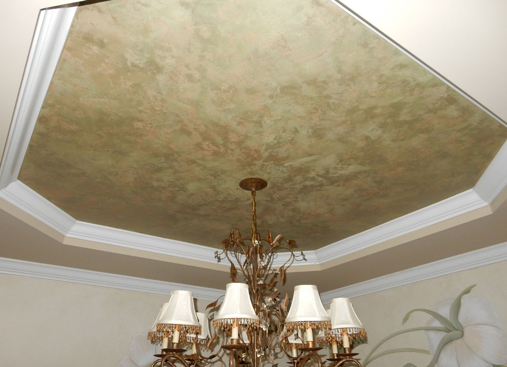 Close up of plaster tray ceiling