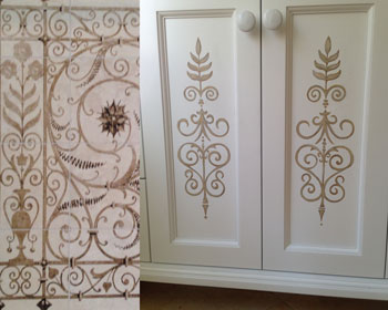 Tile detail on cabinet