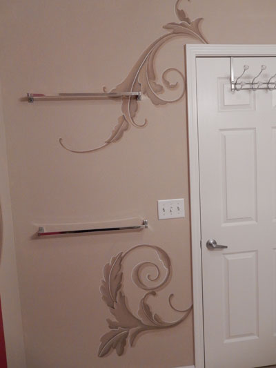 Tan wall in powder room