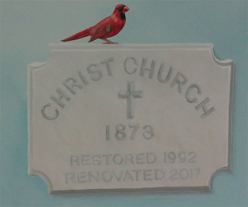 Cardinal on Church sign