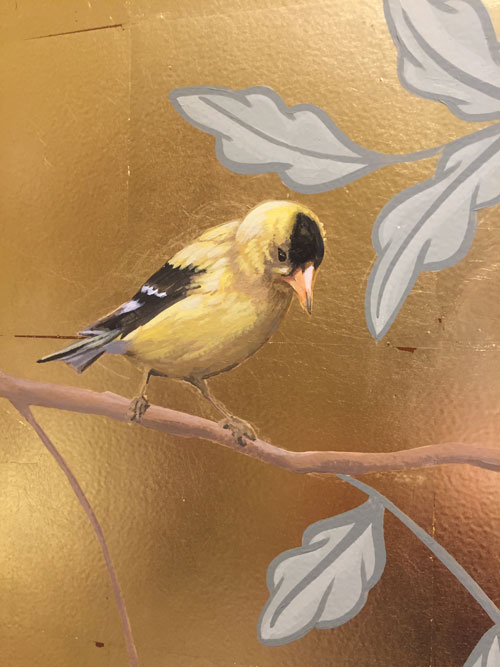 Gold leaf with bird