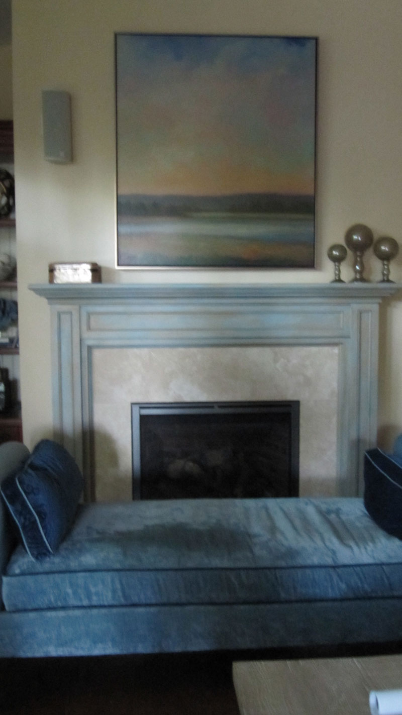 Blue and cream fireplace