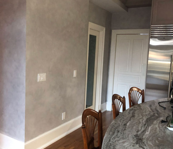 Gray glazed kitchen walls