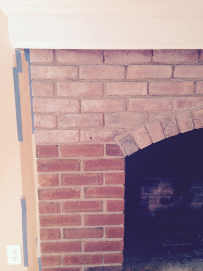 Brick fireplace mid whitewash