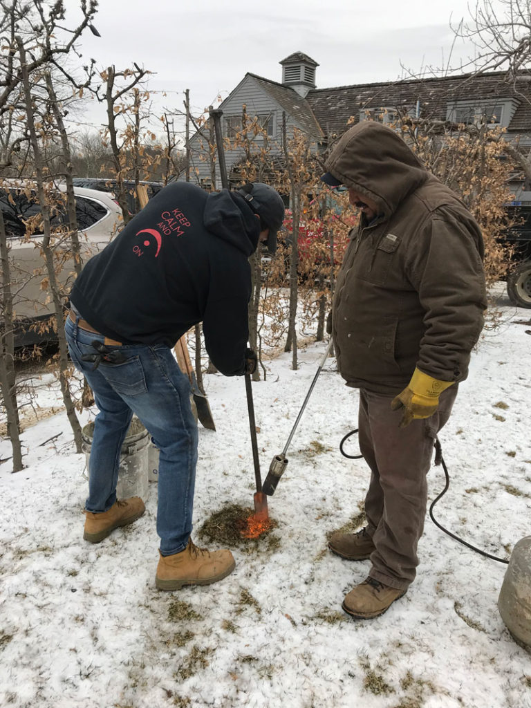 Installing the post in winter