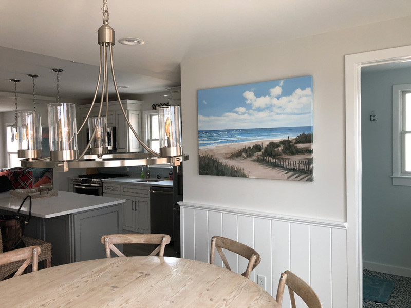 Ocean picture hung in beach house