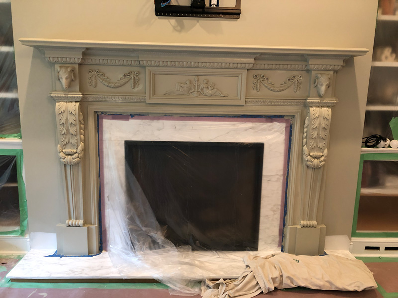 Fireplace base coated