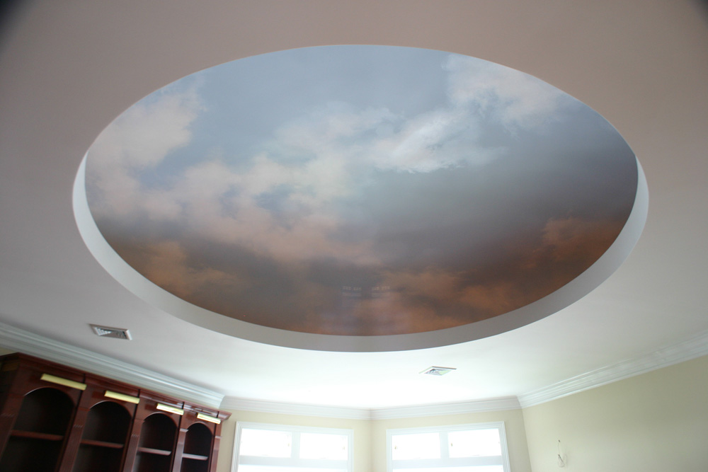 Ceiling with clouds painted