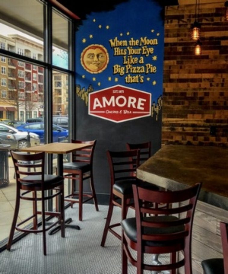 Moon mural in Atlanta Restaurant