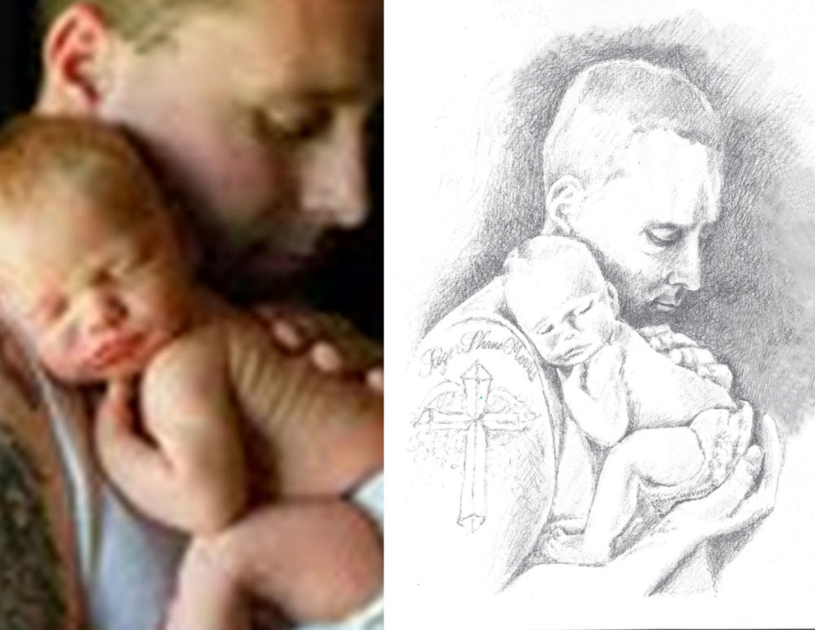 Father and son drawing