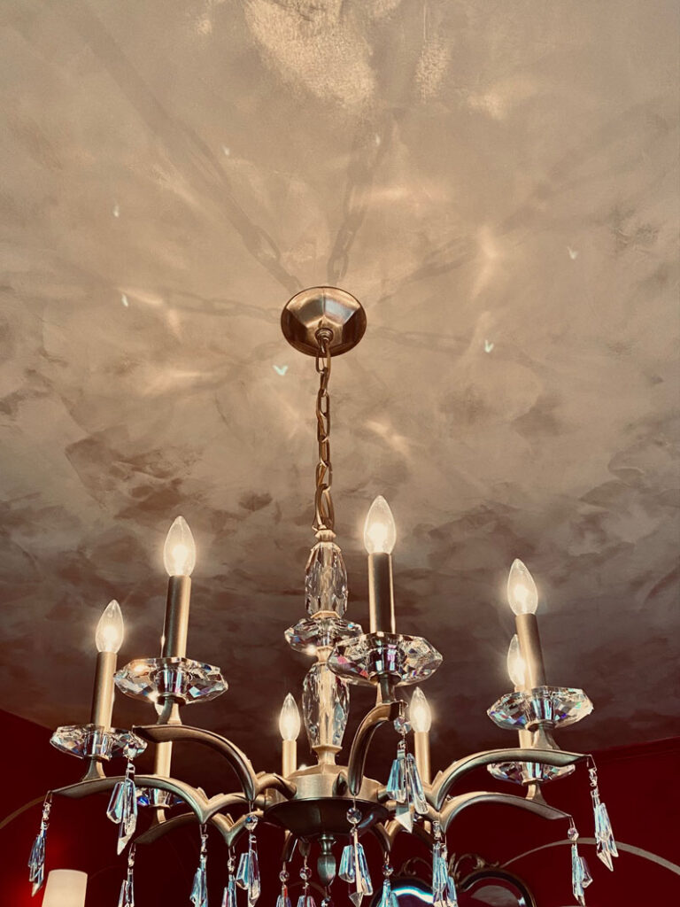 Ceiling and chandelier