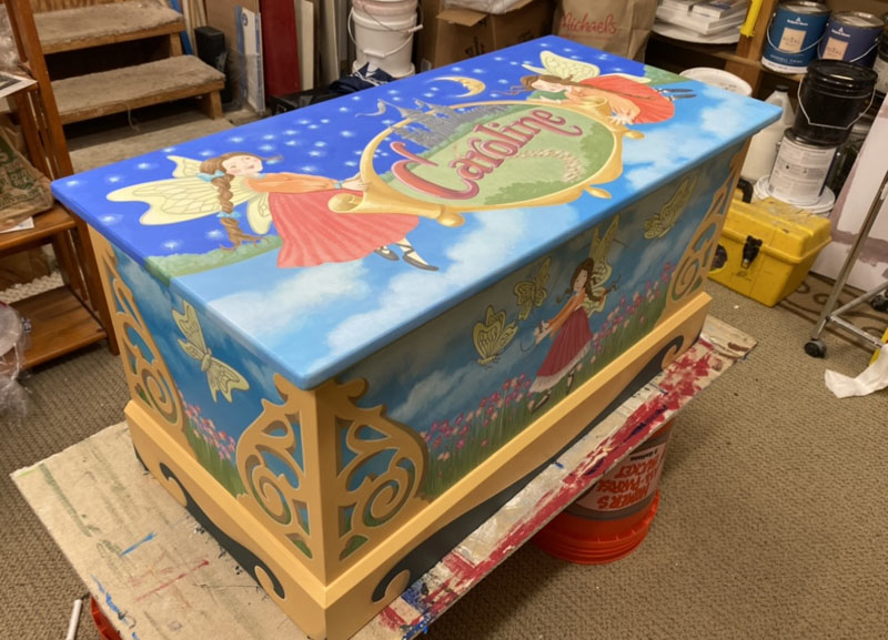 Painted child's toy chest