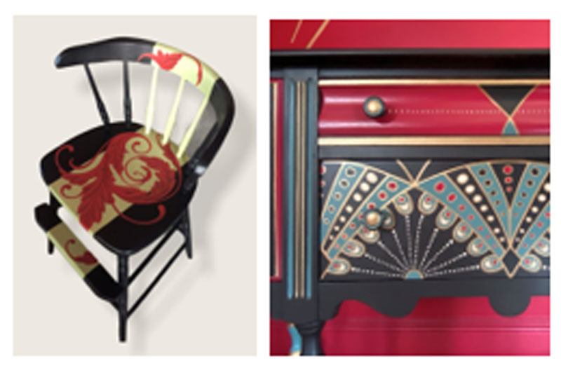 Art deco chair and buffet