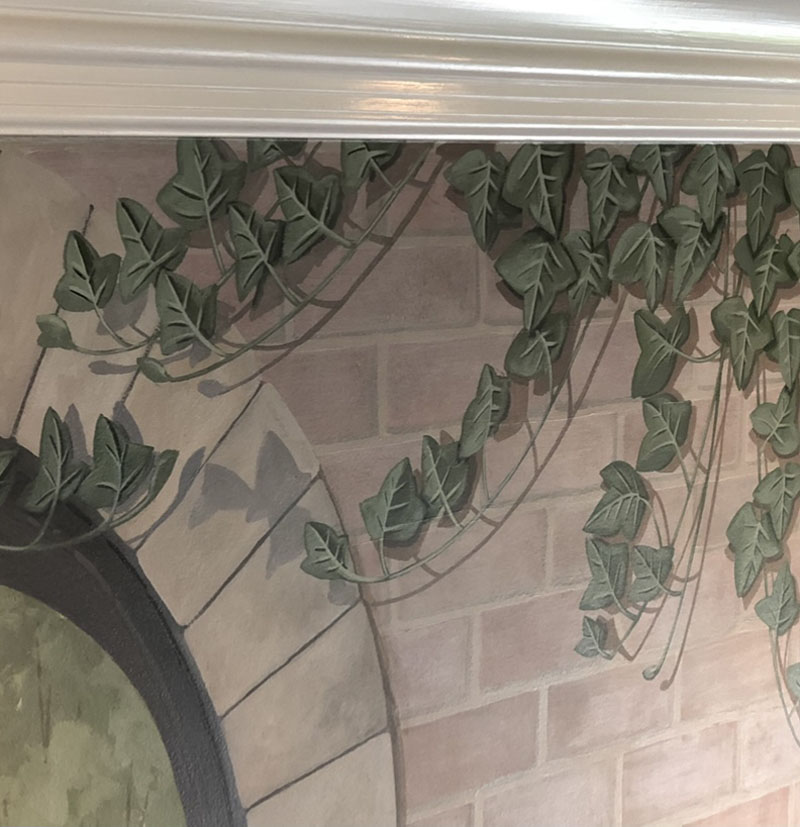 Garden mural brick with ivy