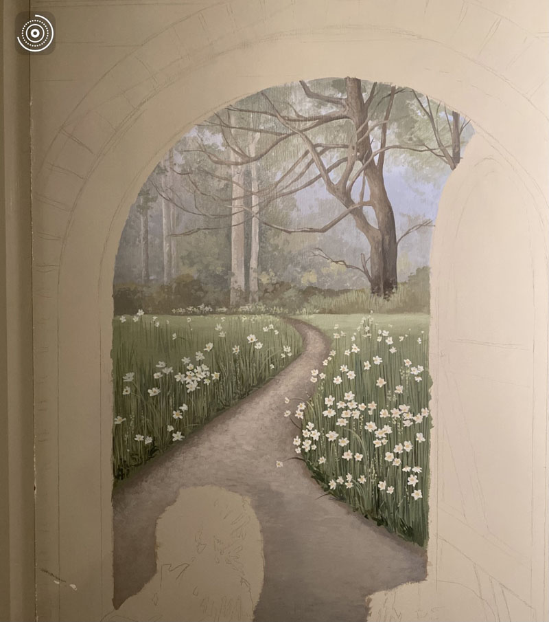 Door to the family room mural