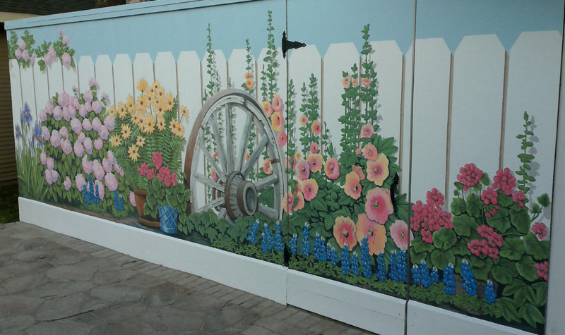 Painted garden on fence