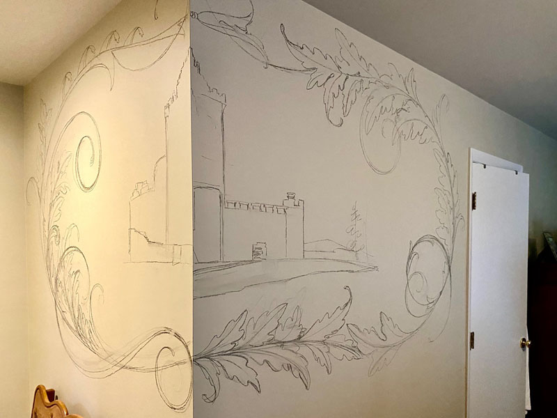 The sketch on the wall
