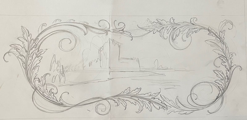 Initial sketch of mural