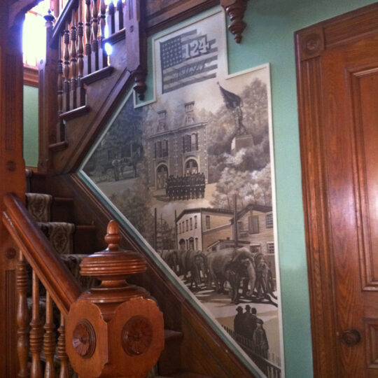 Historical mural on stairs part 1