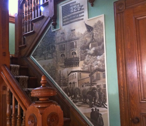 Historical mural on stairs part 1