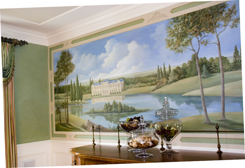 Pastoral landscape wall mural