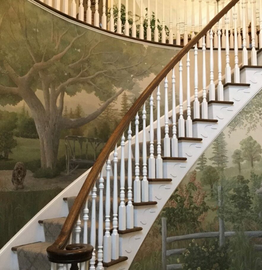 Staircase tree mural