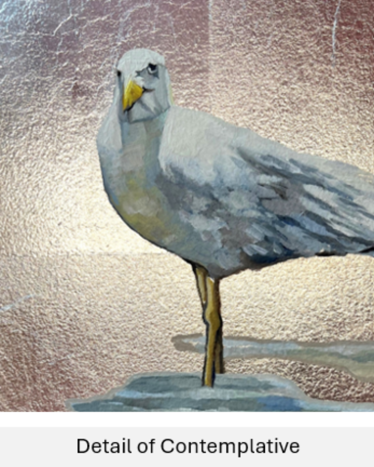 Detail of "Contemplative" one seagull staring ahead