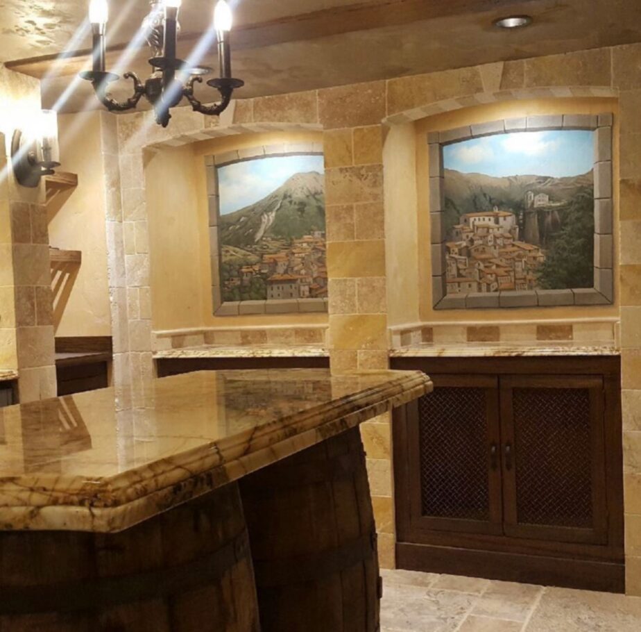 Wine cellar with window view