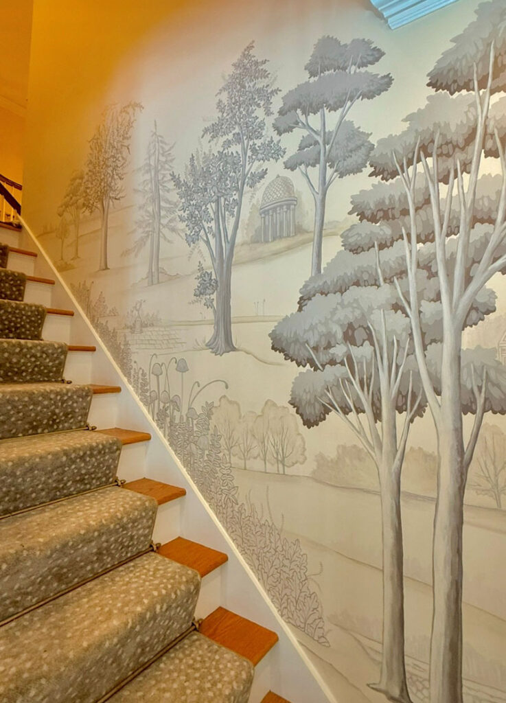 The finished stairwell mural