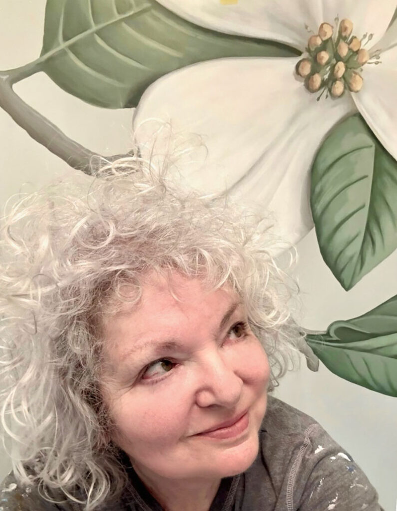 Sharon with the dogwood flowers painted